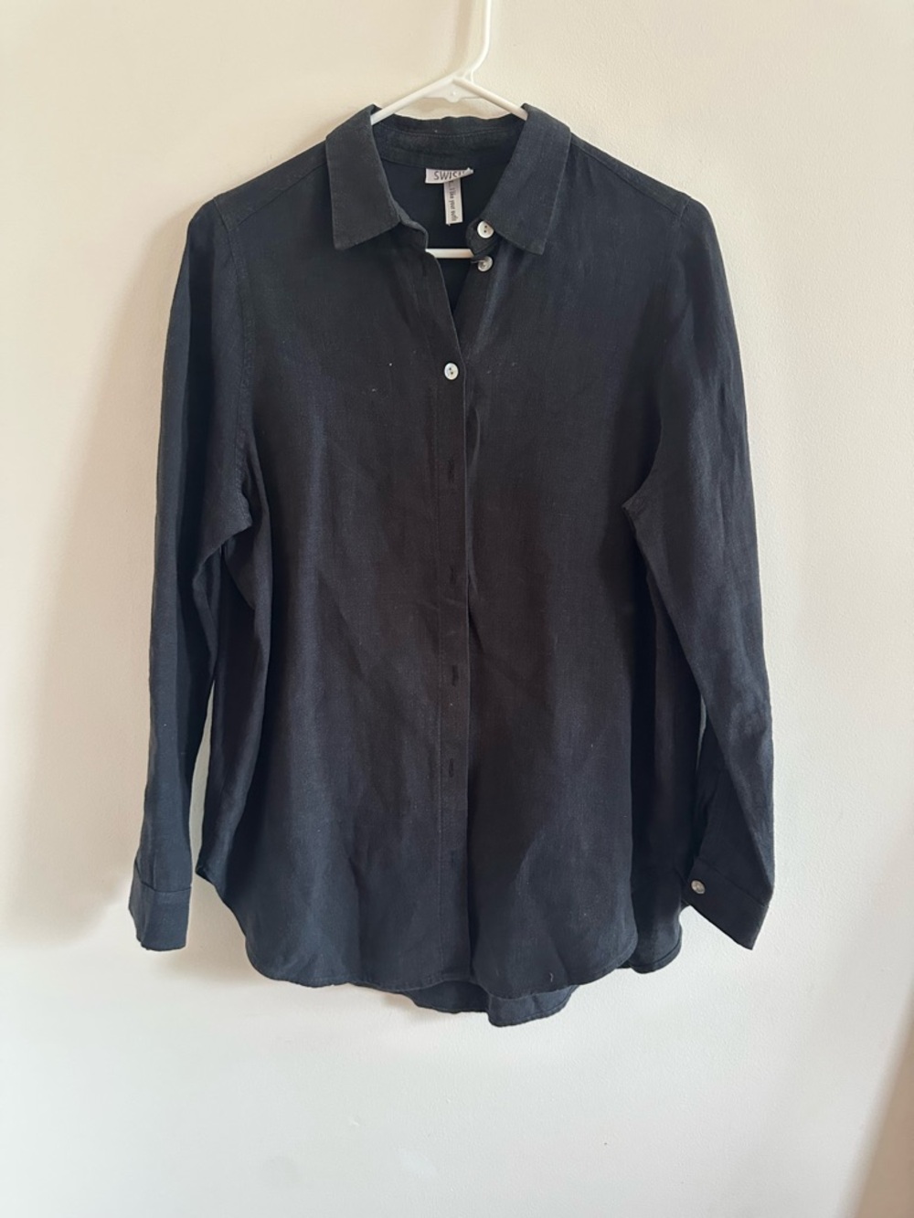 Black linen button down shirt